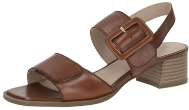 CAPRICE Damen Sandalen mit Absatz aus Leder Elegant, Braun (Cognac Nappa), 42 EU