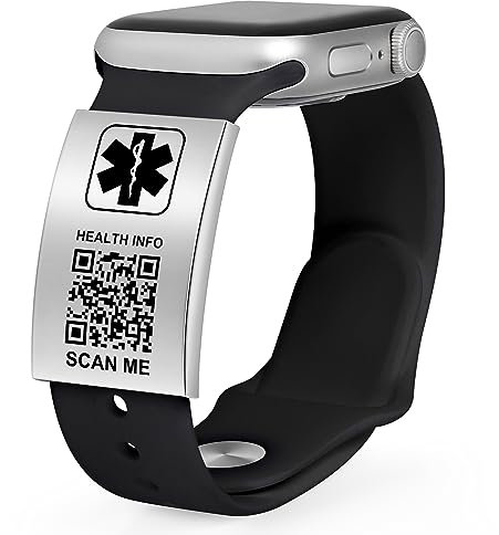 Theluckytag Medizinisches Armband für Damen und Herren mit QR-Code, medizinische Notfall-ID-Armbänder, Titan-Stahl, passt auf Handgelenken von 20,3–25,4 cm, mehr Platz, individuelle Notfall-ID-Info,