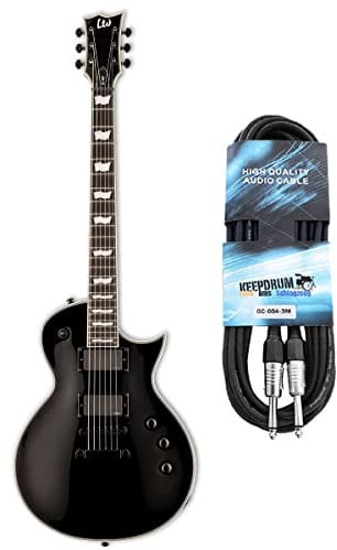 ESP LTD EC-401BK E-Gitarre Schwarz + keepdrum Mono Klinken-Kabel