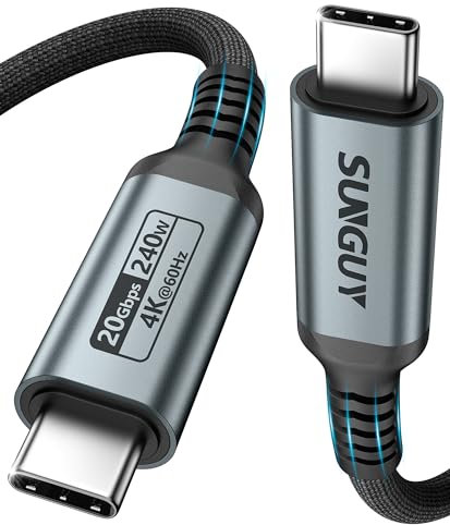 SUNGUY USB C Ladekabel kurz 0,5M 240W Schnellladung 20Gbps Datenübertragung 4K@60Hz Video Ausgang USB C auf USB C Kabel für iPhone 17/16/15 Serie,MacBook Pro, iPad Pro(Air), Galaxy S24/S23 Ultra