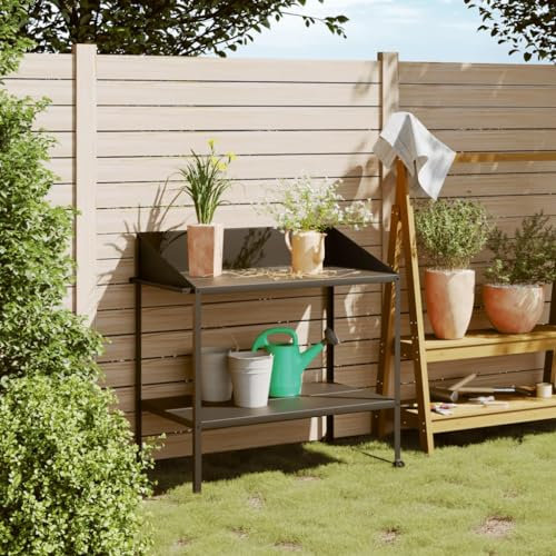 ZEYUAN Pflanzenständer Anthrazit 100x54,5x100 cm Verzinkter Stahl, Pflanzentreppe Outdoor, Kräutertreppe, Blumenständer, Blumenleiter Draußen, Kräutertopf Garten - 364536