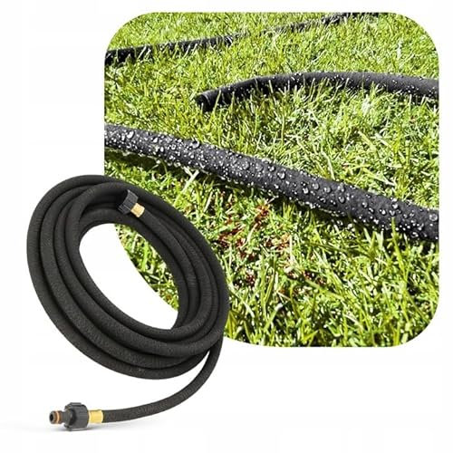 LANDSCAPE GRADE THICK WALLED POROUS PIPE/DRIP LINE/LEAKY HOSE/SOAKER HOSE,1/2 (15M + End Connectors)