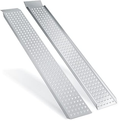 Fogmiea 2X Auffahrrampe, 400 kg Tragfähigkeit, Verzinkter Stahl Auto Laderampe,rutschfeste Verladeschiene, 160x23,5x4cm,für Motorrad, Anhänger, Rasenmäher, Auto Laderampe