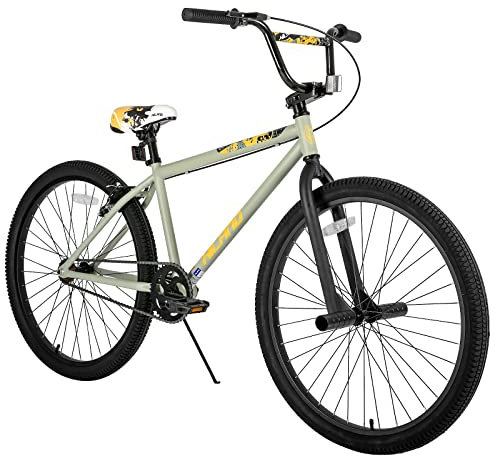 Hiland 26 Zoll BMX Fahrrad für Jungen und Mädchen, Freestyle BMX Fahrrad für Herren Damen Grau