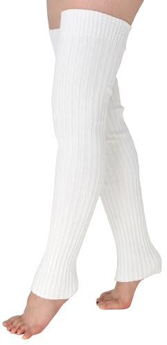 TeeYee Damen Stulpen Winter Beinwärmer Beinstulpen Strumpf Extra Lang Gestrickte Warme Kniewärmer für Frauen Mädchen Yoga Ballett Weiß M