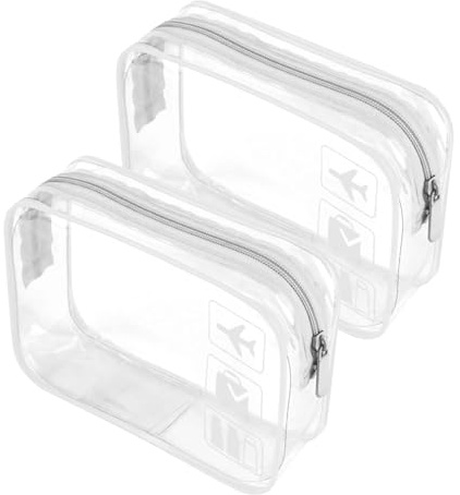 ZPLASK 2 Pcs Airport Security Liquids Bags - Clear Travel Toiletry Bag for Carry On Liquid and Shower Essentials