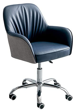 TONZN Schreibtischstuhl für das Homeoffice, höhenverstellbar, 360° drehbar, Computerstuhl mit Ledersitz, ergonomischer Schreibtischstuhl für Erwachsene, Blau (43–53 cm), Grau (Blau)
