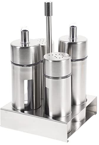 ABOOFAN Contenants à Assaisonnement Acier Inoxydable Boîtes De Rangement Pour Salière Et Poivrière Bouteille à Sauce Et Vinaigre Pour Cuisine Et Maison
