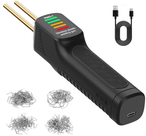 BOROCO Kunststoff Schweißgerät, 100W Handschweißgerät mit LED, 200 Stck heiße Hefter kunststoff Schweißen Maschine, Schweißen Reparieren Maschine für Auto-Stoßstange/Autoteile/Kajak/Kanu