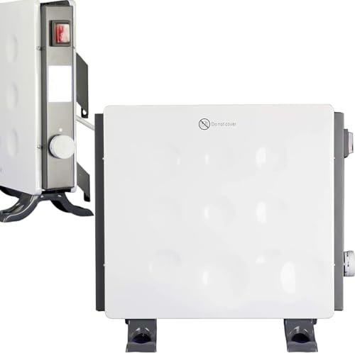 HomeVibe 400W Compact Slimline Convection Panel Heater Radiator - IPX4 Rated, Thermostat Dial, Portable & Wall Mountable, Ideal for Cloakroom, Caravan, Bathroom, Bedroom, 10cm D x 31cm W, Includes Bra