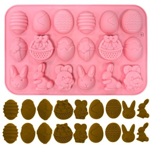 Easter Silicone Moulds Chocolate Moulds Easter Egg Moulds Silicone Bunny Silicon Molds for Kids Easter Party DIY Chocolate Cake Decorations Party Supplies Baking Tools