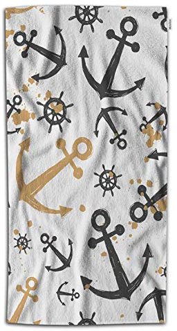 Duschhandtücher Anker Handtuch Ocean Meer Anker Lenkrad Doodle Spritzer Saunatuch Saugfähige Badetuch Leichte Handtücher Für Badezimmer Für Yoga Reisen Hotel 40X70Cm