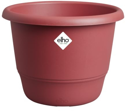 elho Amiga Round 35 - Plant Pot for Indoor & Outdoor - 100% Recycled Plastic - Ø 34.5 x H 25.9 cm - Red/Theatre Red | Ø 34.5 x H 25.9 cm | Suitable for Indoor & Outdoor Use | 100% Recycled Plastic