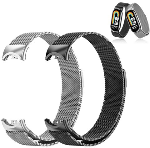 XYTAHDM Cinturino Magnetica Compatibile con Xiaomi Smart Band 9 Cinturino/Xiaomi Smart Band 8 Cinturino per Donna Uomo,Cinturini Metallo di Ricambio, Regolabile Braccialetto Cinturino di Ricambio