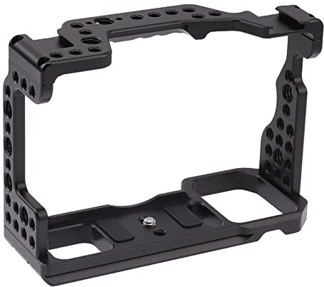 Juroupi Camera Cage Aluminum Alloy Video Cage Replacement for Sony A7M3 A7R3 A9 Mirrorless Camera with Cold Shoe Mount 1/4 Inch & 3/8 Inch Screw Holes