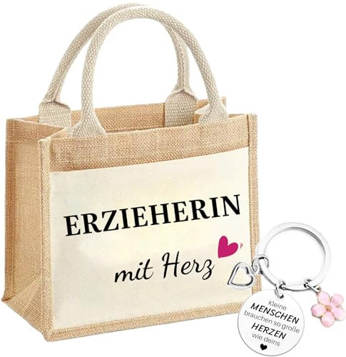 Erzieherin Geschenk Erzieherin Jutetasche Erzieherin Schlüsselanhänger Erzieherin Geschenk Erzieherin mit Herz Lehrerin Abschiedsgeschenk Weihnachtsgeschenke Danke Geschenk für Erzieherin Frauen