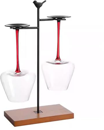 NJDQFA Weinglashalter, Weinglasständer für den Tisch, freistehend Kelchständer, für 2 Weingläser, für Küche, Bar, Tisch, Dekoration,(a) Silver