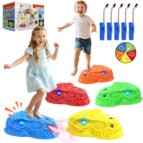 Dino Roaring Mist Spraying Light up Stepping Stones for Kids, Dinosaur Toys