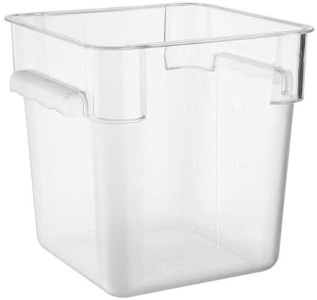 Vogue Hygiplas Polycarbonate Square Storage Container, 7 Ltr | Maximises shelf space in commercial kitchens, stackable when full, and withstands busy hospitality environments.