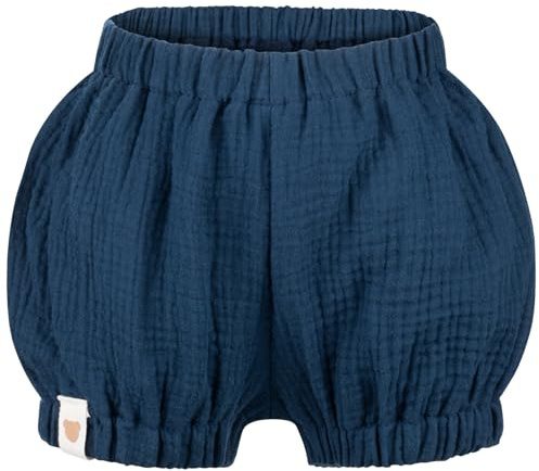 Smarilla Baby Kinder Musselin Shorts Kurze Hose Uni Pumphose Sommerhose, Bekleidungsgröße: 62/68, Farbe: Dunkelblau