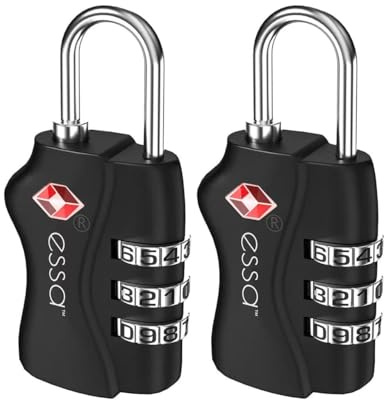 TSA Approved Luggage Locks 2 Pack – 3 Digit Combination Travel Padlocks, Heavy Duty and Secure, Easy Set Suitcase Locks for Backpacks, Gym and Lockers