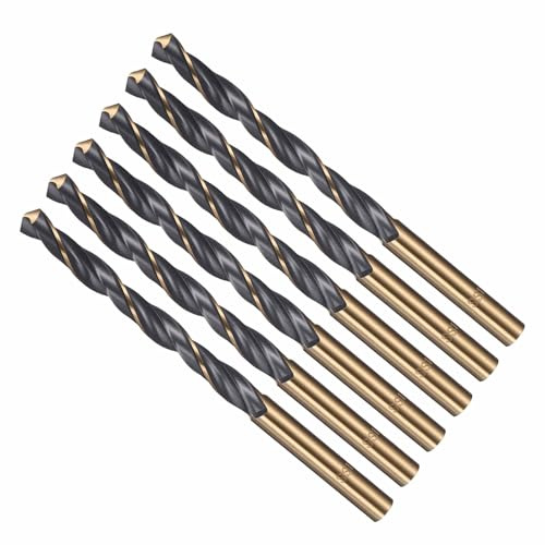 CoCud Drill Bit 6.5mm Cutting Diameter 4341 HSS for Wood 6-Pieces | Jobber Bits Gold and Black 118° Cutting Angle - (Applications: for Drilling Plastic Wood Soft Metal)