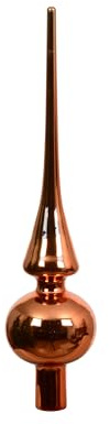 Kaemingk Christbaumspitze Glas 26cm hoch D=6cm Weihnachtsbaumspitze matt - Christbaumschmuck & Weihnachtsbaumschmuck - Warmorange glänzend