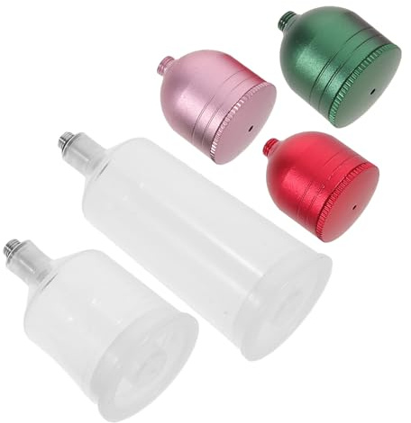 TOVINANNA 5pcs Airbrush Replacement Pots Aluminum Alloy Plastic Mixing Cups with Precision Spout Leakproof Paint Dispensers for Nail Art Model Painting and DIY Craft Supplies
