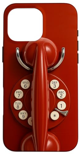 Retro Red Wall Phone Vintage Rotary Dial Telephone Case for iPhone 16 Pro Max