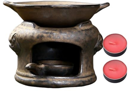 Aromatherapie-Brenner – mit 2 multifunktionalen Duftkerzen aus Keramik – Multifunktionaler Brenner für Wachs und Weihrauch, für Zuhause, Büro, Schlafzimmer,