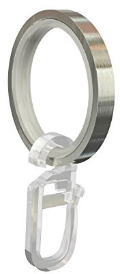 Flairdeco Gardinenringe / Ringe mit Gleiteinlage / Faltenhaken, Metall, Edelstahl-Optik, 33/24 mm, 12 Stück