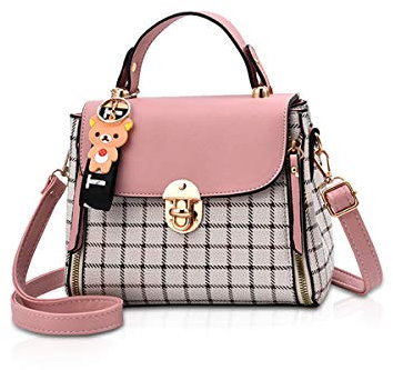 NICOLE&DORIS Handtaschen für Damen Niedliche Umhängetasche Mädchen Reißverschluss Handtasche PU Leder Schultertasche Crossbody Bag Rosa