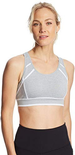 C9 Champion Damen Fashion Nahtlose Racerback Sport-BH, Grau/Weiß, small