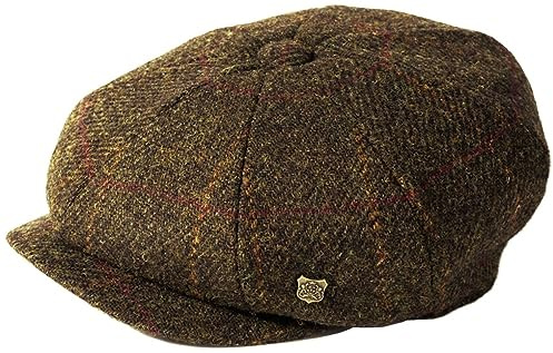 Failsworth Men's Harris Tweed Herringbone Carloway Newsboy Cap - Navy/Grey - 100% Wool - Classic Style - One Size Fits Most