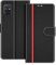 COODIO Schutzhülle aus Leder für Samsung Galaxy A71, Schutzhülle mit Standfunktion für Samsung Galaxy A71, Schwarz/Rot