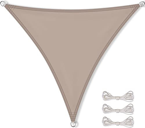 CelinaSun Sonnensegel wasserdicht PES Dreieck gleichseitig 4,6x4,6x4,6m Taupe UPF 50+ Premium Sonnenschutz inkl Befestigungsseile