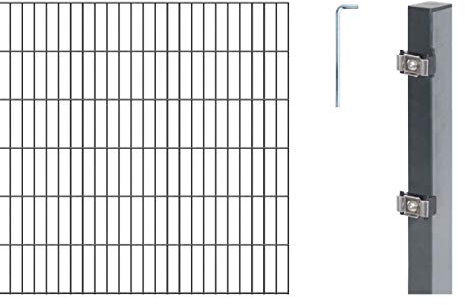 Alberts 650902 Doppelstabmattenzaun als 16 tlg. Zaun-Komplettset | verschiedene Längen und Höhen | anthrazit | Höhe 120 cm | Länge 14 m