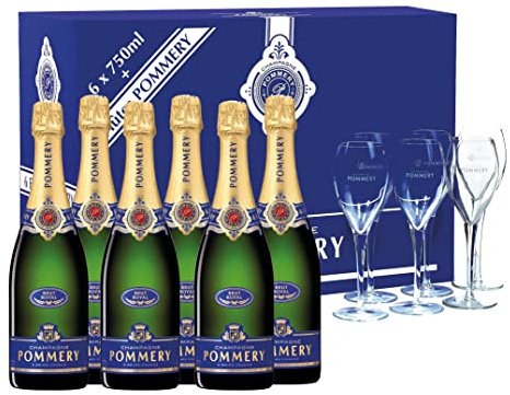 Pommery Champagner Royal Brut + 6 Gläser 12,5% 6-0,75l Flasche