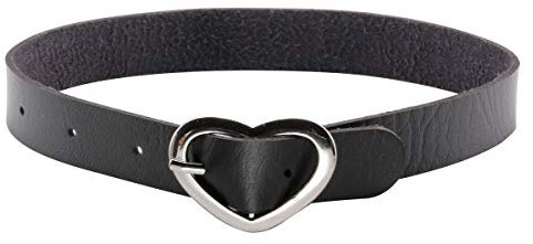 Eigso Punk Halsband weiche PU Leder mit Herz Legierung Choker für Frauen und Damen verstellbar