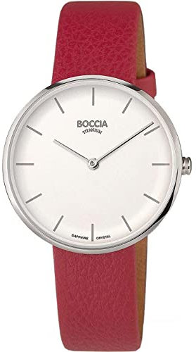 Boccia Damen Armbanduhr in der Farbe Silber mit Lederarmband, Gehäusedurchmesser: 35 mm, 3327-1