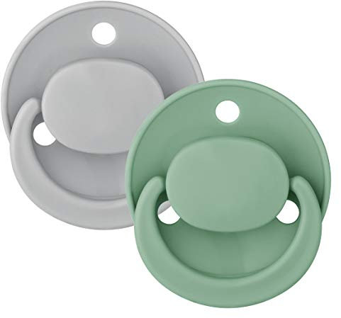 Baby Nova Silikon Beruhigungssauger Runde Kirschform Schnuller 2er Pack 0-24 Monate (Jade/Grau)