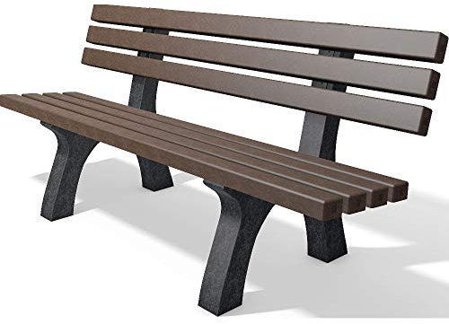 hanit Sitzbank Trafalgar Square, Gartenbank wetterfest aus recyceltem Kunststoff, Parkbank; 2m Breite (schwarz-braun)