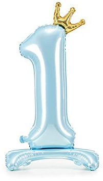 Partydeko Balon Foliowy Stojşcy Cyfra 1 Niebieski Ze Zşot, Koron, Dekoracja Urodzinowa Dla Chùopca Okrùgãe Urodziny Garanda Balonowa Na Sylwestra Wieczór Panie-Ski