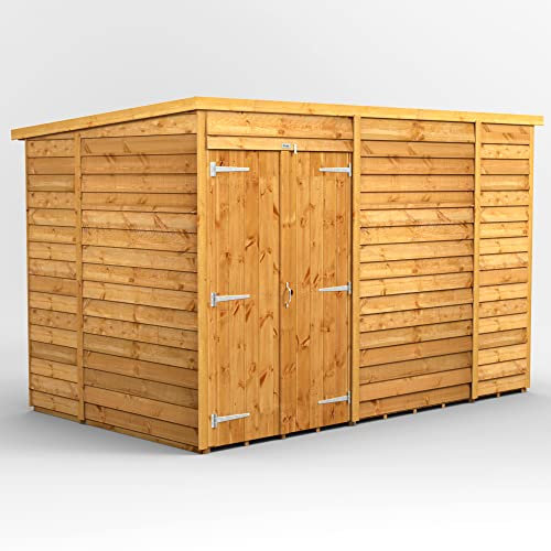 Powersheds High Grade Premium Pent Overlap Wooden Shed with Double Door, Security Features, Door Flexibility, made from 10 mm Extra Thick Timber (Windowless)