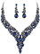 Clearine Hochzeit Schmuck-Set Tropfen Strass Cluster Statement Halskette und Ohrhänger-Set Kostümschmuck für Damen Saphir Farbe Schwarz-Ton