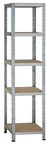 Dysell Schwerlast-Regal 180x40x50 (5HB/175) - Verzinkt - 5 extrastarke HDF-Böden - 875kg Tragkraft - Steckregal für Lager, Garage, Keller, Werkstatt