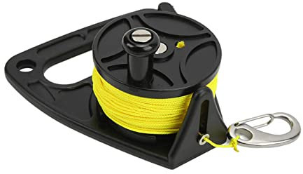 Scuba Dive Reel, Leichte, rostfreie, tragbare Tauchangelrolle mit Daumenstopper zum Schnorcheln im Unterwasser Wassersport(Schwarzes Rad)