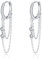 Reffeer Massive 925 Sterling Silber Kette Tropfen Ohrringe Creolen für Frauen CZ Creolen Kette Ohrringe Baumeln (A-Silver)