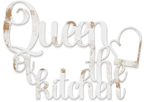 Queen of Kitchen Holz-Schriftzug zum Aufhängen, ideal für die Küche, Dekoration für Zuhause, Küche, Restaurants, Lokale, dekorative Holzschrift, handgefertigt Declea