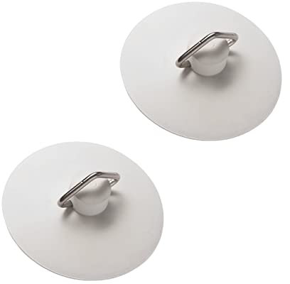 TERF® Tapón de goma universal para lavabo de baño, color blanco, 57 mm de diámetro, para baño, bañera, cocina, lavandería, fregadero, tapón de desagüe, paquete de 2